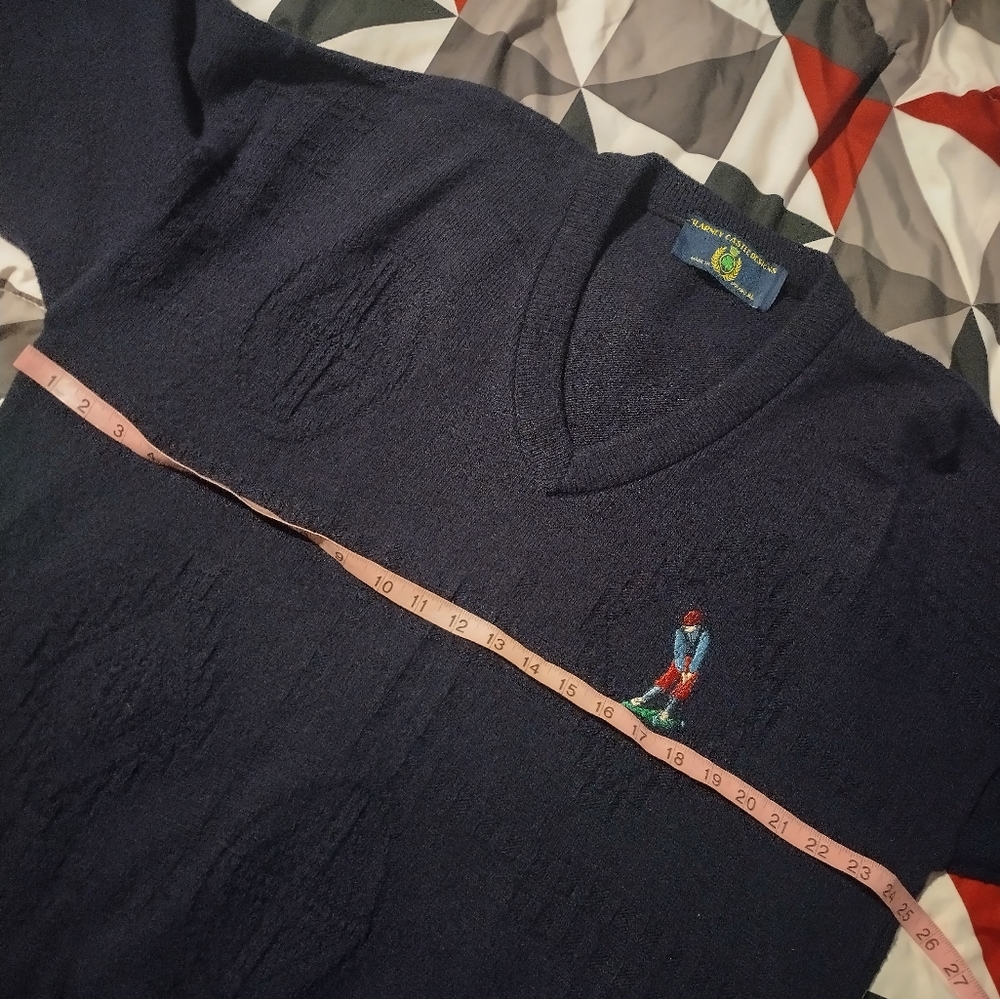 Blarney Castle Designs Sweater Mens Large XL Ireland Golf V-neck Geometric. - Picture 5 of 8